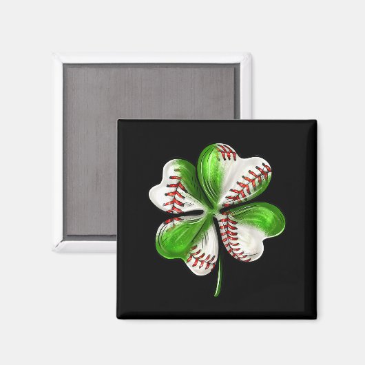 Baseball Shamrock St Patrick's Day Clover With Bas マグネット (正面/裏面)