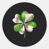 Baseball Shamrock St Patrick's Day Clover With Bas ラウンドシール (正面)