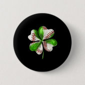 Baseball Shamrock St Patrick's Day Clover With Bas 缶バッジ (正面)