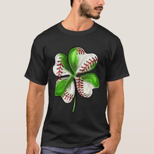Baseball Shamrock St Patrick's Day Clover With Bas Tシャツ (正面)