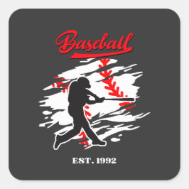 Baseball Silhouette Graphic Design – EST. 1992 スクエアシール