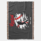 Baseball Silhouette Graphic Design – EST. 1992 スローブランケット (正面縦)