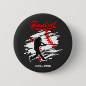 Baseball Silhouette Graphic Design – EST. 1992 缶バッジ (正面)