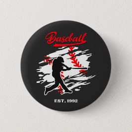 Baseball Silhouette Graphic Design – EST. 1992 缶バッジ