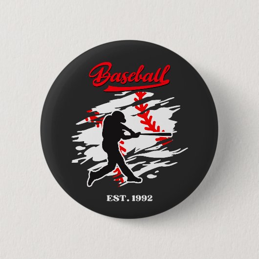 Baseball Silhouette Graphic Design – EST. 1992 缶バッジ (正面)