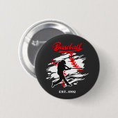 Baseball Silhouette Graphic Design – EST. 1992 缶バッジ (正面&裏面)