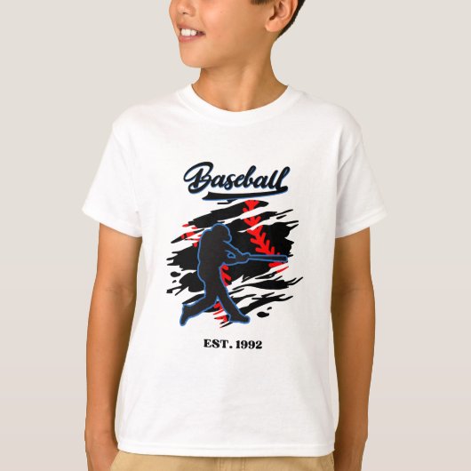Baseball Silhouette Graphic Design – EST. 1992  Tシャツ (正面)