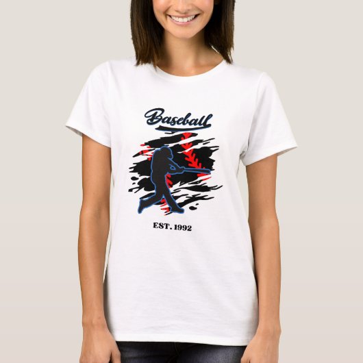 Baseball Silhouette Graphic Design – EST. 1992  Tシャツ (正面)