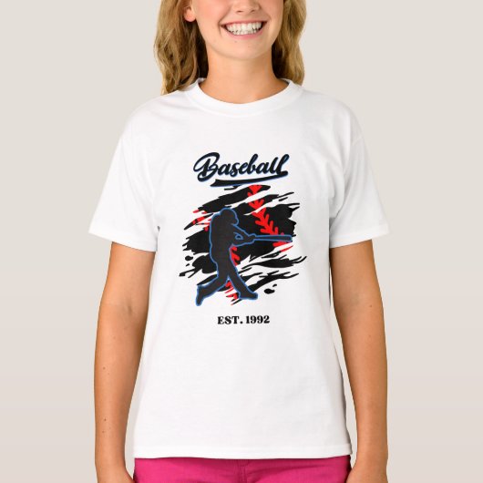 Baseball Silhouette Graphic Design – EST. 1992  Tシャツ (正面)