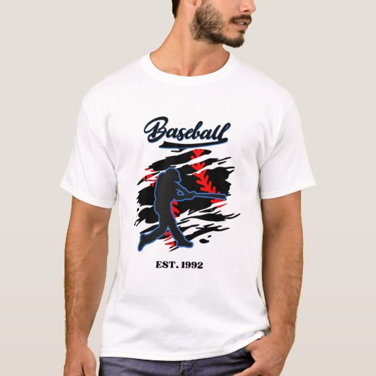 Baseball Silhouette Graphic Design – EST. 1992  Tシャツ (正面)