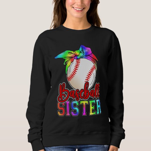 Baseball Sister Leopard Heart Mothers Day Girls Wo スウェットシャツ (正面)