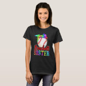 Baseball Sister Leopard Heart Mothers Day Girls Wo Tシャツ (正面フル)