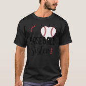 Baseball Sister Love Heart Baseball Tシャツ (正面)