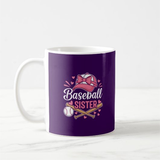 Baseball Sister Pink Bow コーヒーマグカップ (左)