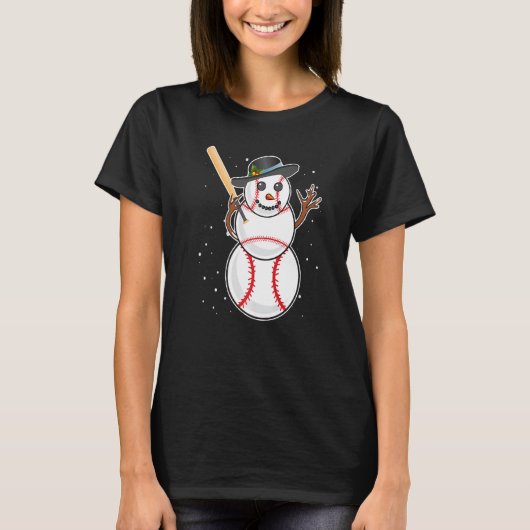 Baseball snowman baseball player baseball player P Tシャツ (正面)