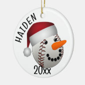 Baseball Snowman Christmas セラミックオーナメント (左)