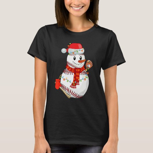Baseball Snowman Christmas Game Day  For Baseball Tシャツ (正面)