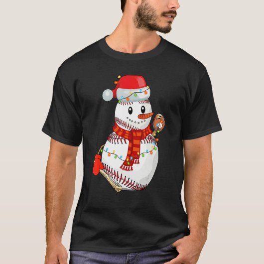 Baseball Snowman Christmas Game Day  For Baseball Tシャツ (正面)