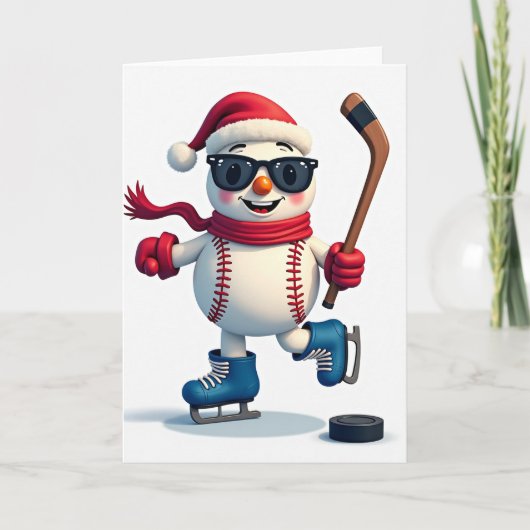 Baseball Snowman Greeting Card カード (正面)