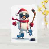 Baseball Snowman Greeting Card カード (黄色い花)