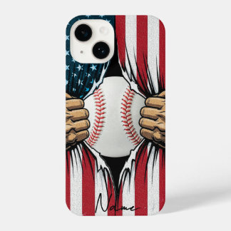 Baseball Softball American Flag Patriotic iPhone 14ケース