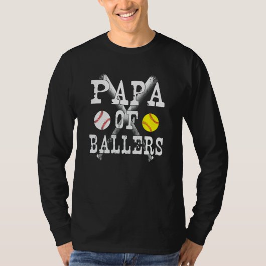 Baseball Softball Fathers Day Papa Of Ballers Tシャツ (正面)