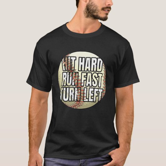 Baseball Softball Player Hit Hard Run Fast Turn Le Tシャツ (正面)