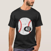 Baseball Sport 40 Jersey Number Distressed Tシャツ (正面)