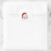 Baseball Sport fans Santa hat Christmas Xmas スクエアシール (バッグ)