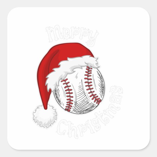Baseball Sport fans Santa hat Christmas Xmas スクエアシール (正面)