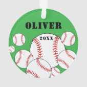 Baseball Sports Kids Keepsake Christmas オーナメント (裏面)