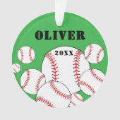 Baseball Sports Kids Keepsake Christmas オーナメント (正面)