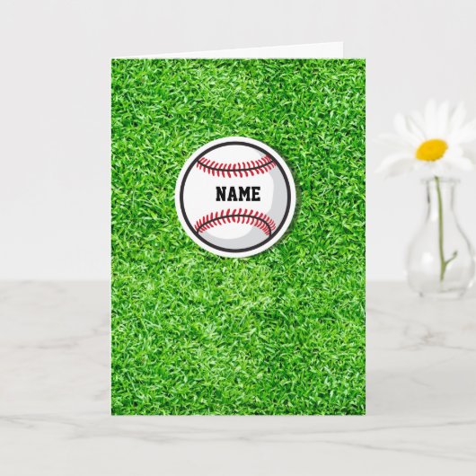 Baseball Sports Player NAME Ball Green Grass カード (小さな植物)