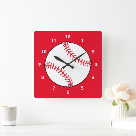 Baseball Square Wall Clock スクエア壁時計 (ホーム)