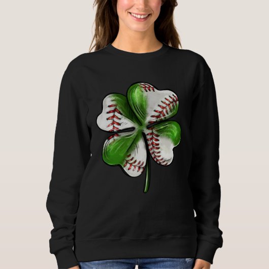Baseball St Patrick s Day Four Leaf C Irish Men Bo スウェットシャツ (正面)