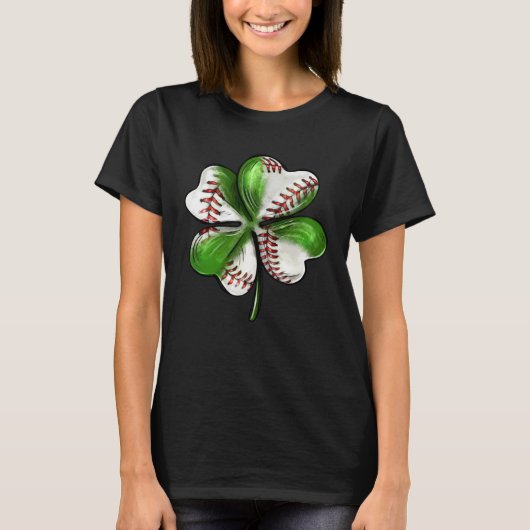Baseball St Patrick s Day Four Leaf C Irish Men Bo Tシャツ (正面)