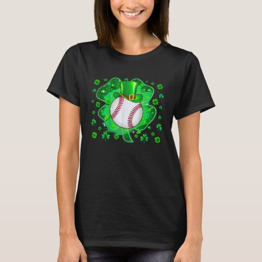 Baseball St Patricks Day Leprechaun Shamrock Boys  Tシャツ (正面)