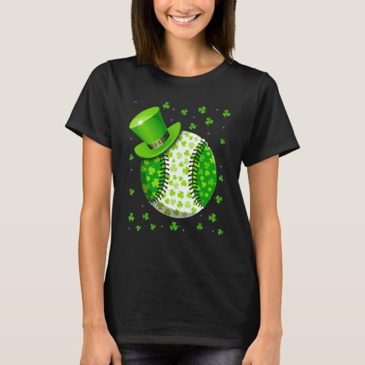 Baseball St Patricks Day Leprechaun Shamrock Irish Tシャツ (正面)