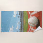 Baseball Stadium Field Illustration ビーチタオル (正面)