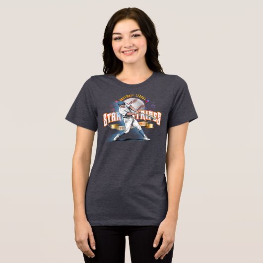 Baseball Stars & Stripes (D. mode) | Women トライブレンドTシャツ (正面全面)