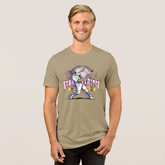Baseball Stars & Stripes | Men トライブレンドＴシャツ (正面全面)