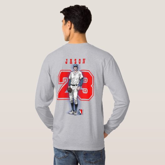 Baseball Stars & Stripes | Men Long Sleeve Tシャツ (裏面フル)