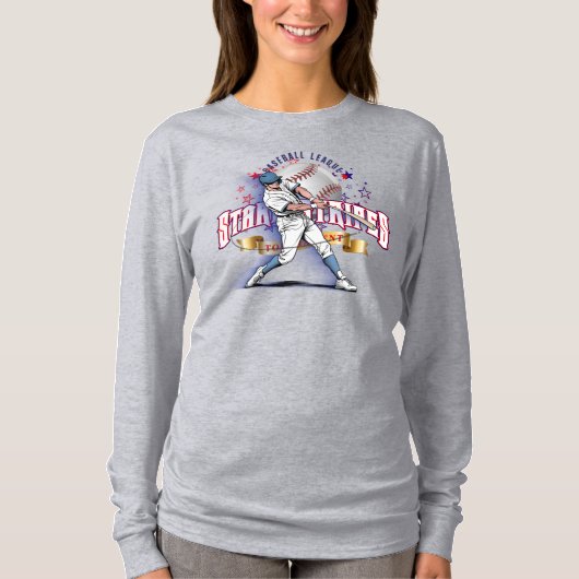 Baseball Stars & Stripes | Women Long Sleeve Tシャツ (正面)