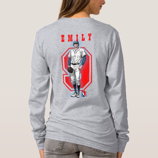 Baseball Stars & Stripes | Women Long Sleeve Tシャツ (裏面)