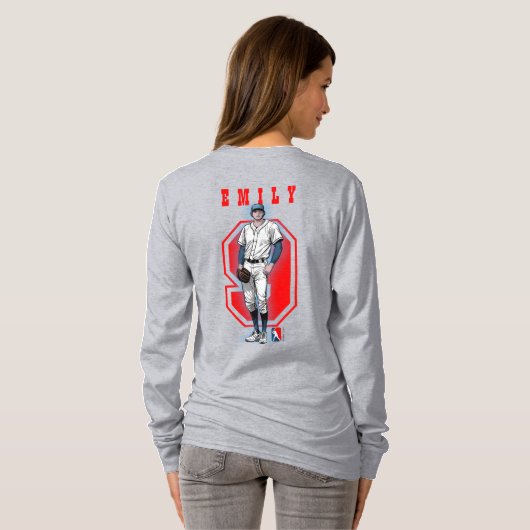Baseball Stars & Stripes | Women Long Sleeve Tシャツ (裏面フル)