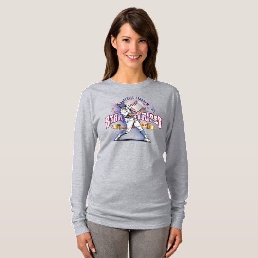 Baseball Stars & Stripes | Women Long Sleeve Tシャツ (正面フル)
