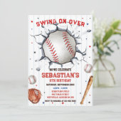 Baseball Swing On Over Boy Birthday Invitation 招待状 (スタンド正面)