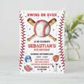 Baseball Swing On Over Boy Birthday Invitation 招待状 (スタンド正面)