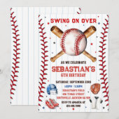 Baseball Swing On Over Boy Birthday Invitation 招待状 (正面/裏面)