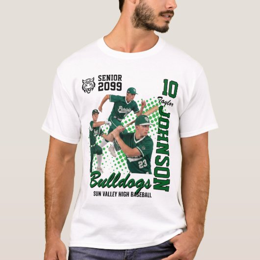Baseball Team Custom Photo Senior Night Green Tシャツ (正面)